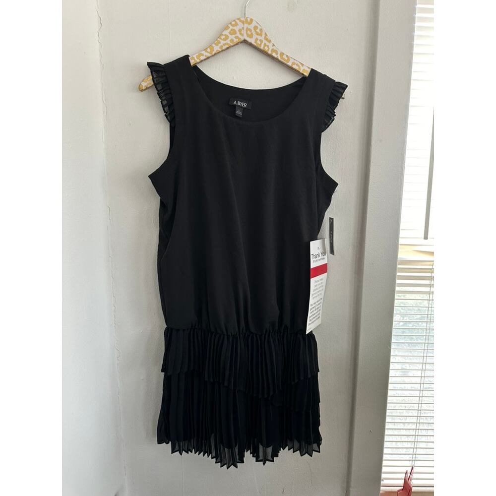 A. Byer Women's Black Ruffle Mini Dress | Size Large